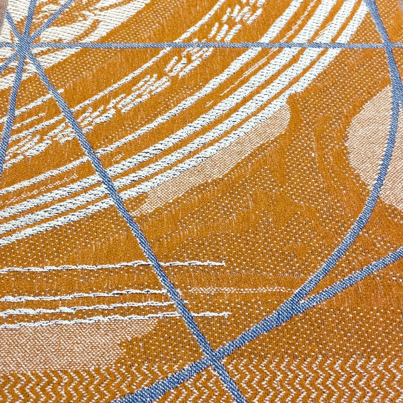 Runner double face Borromini in arancione Hermes e Blu Blitzblau