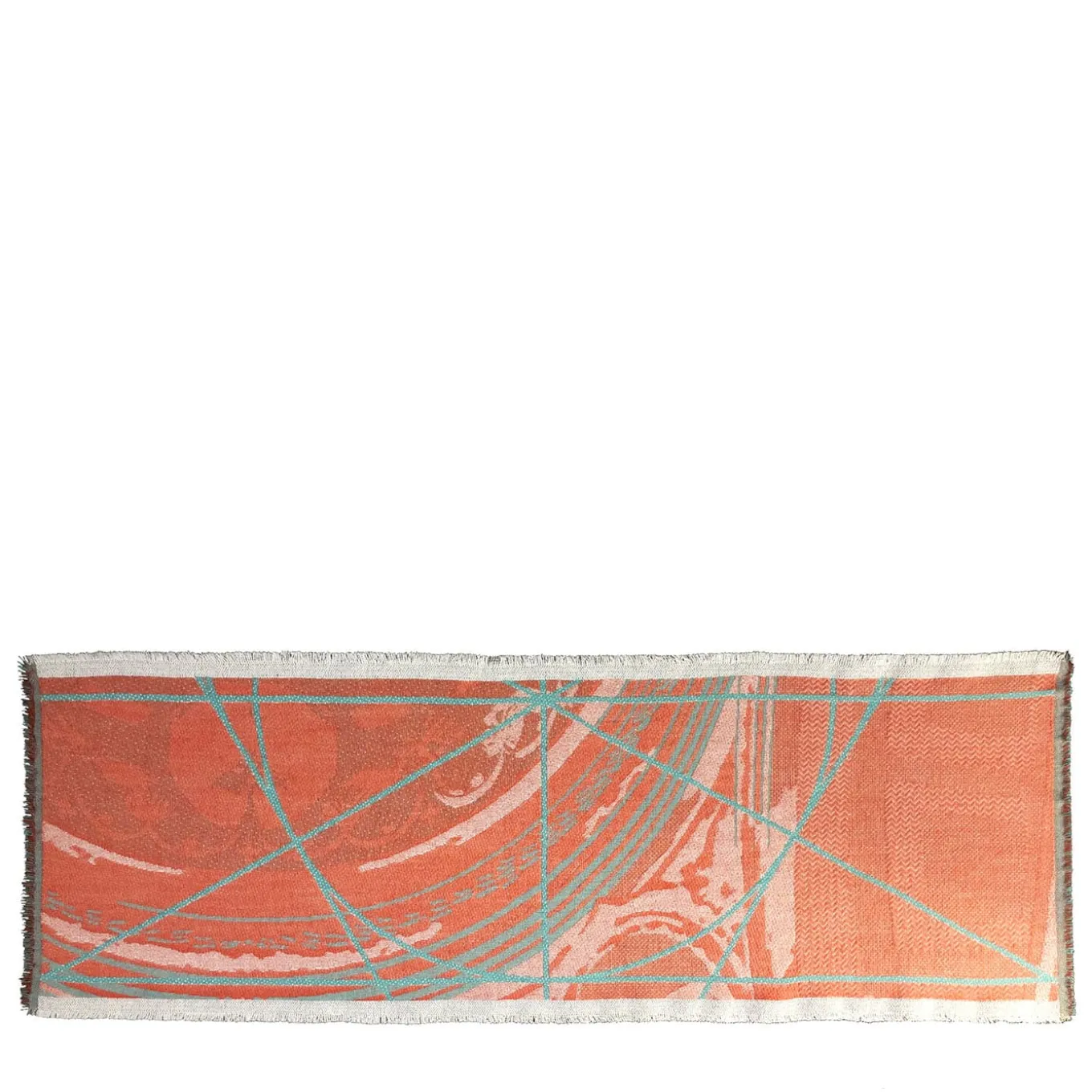 Runner double face Borromini in Tiffany e Rosso Rowan