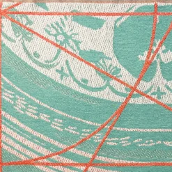 Runner double face Borromini in Tiffany e Rosso Rowan