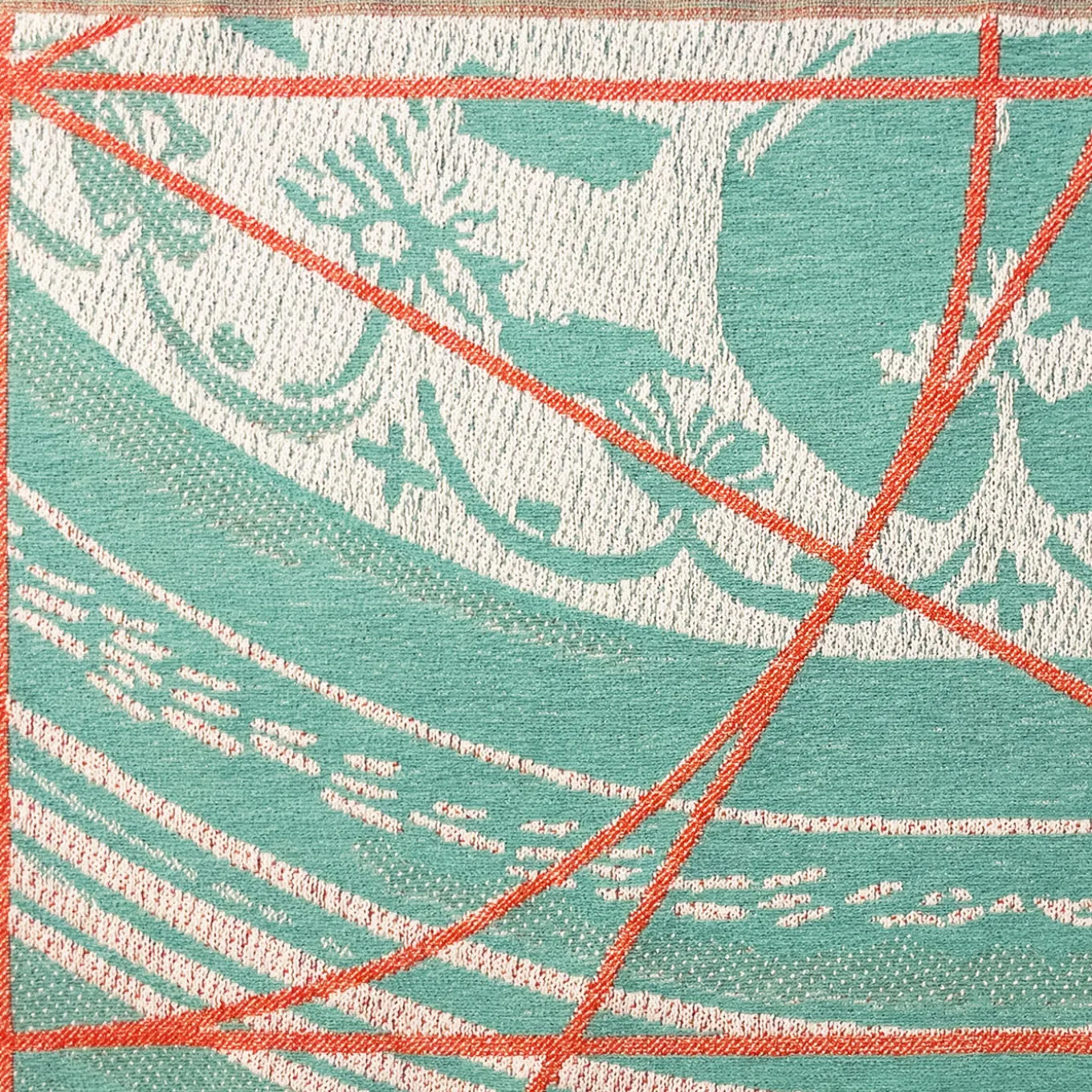 Runner double face Borromini in Tiffany e Rosso Rowan