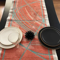 Runner double face Borromini in Tiffany e Rosso Rowan