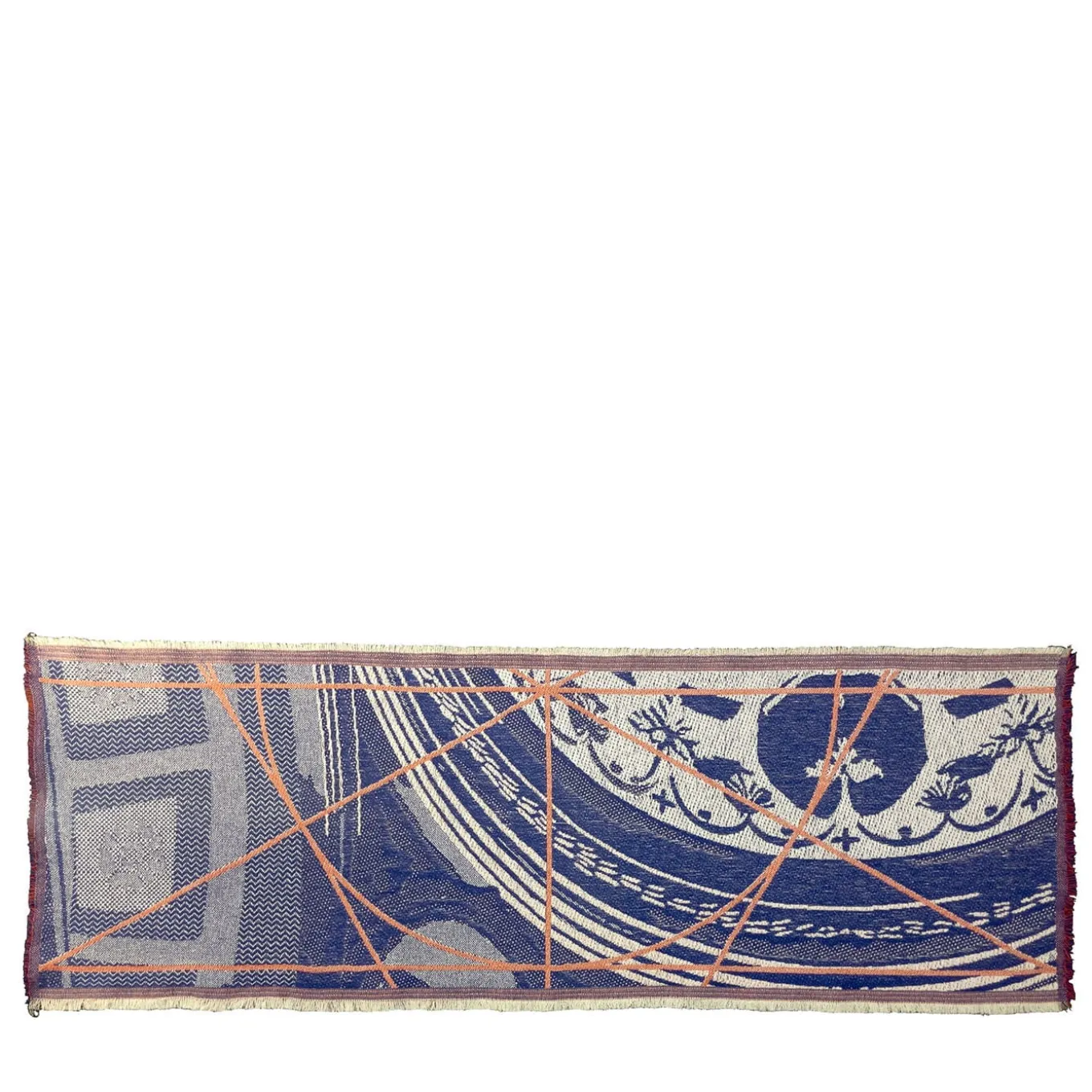 Runner double face Borromini in blu e rosso Rowan