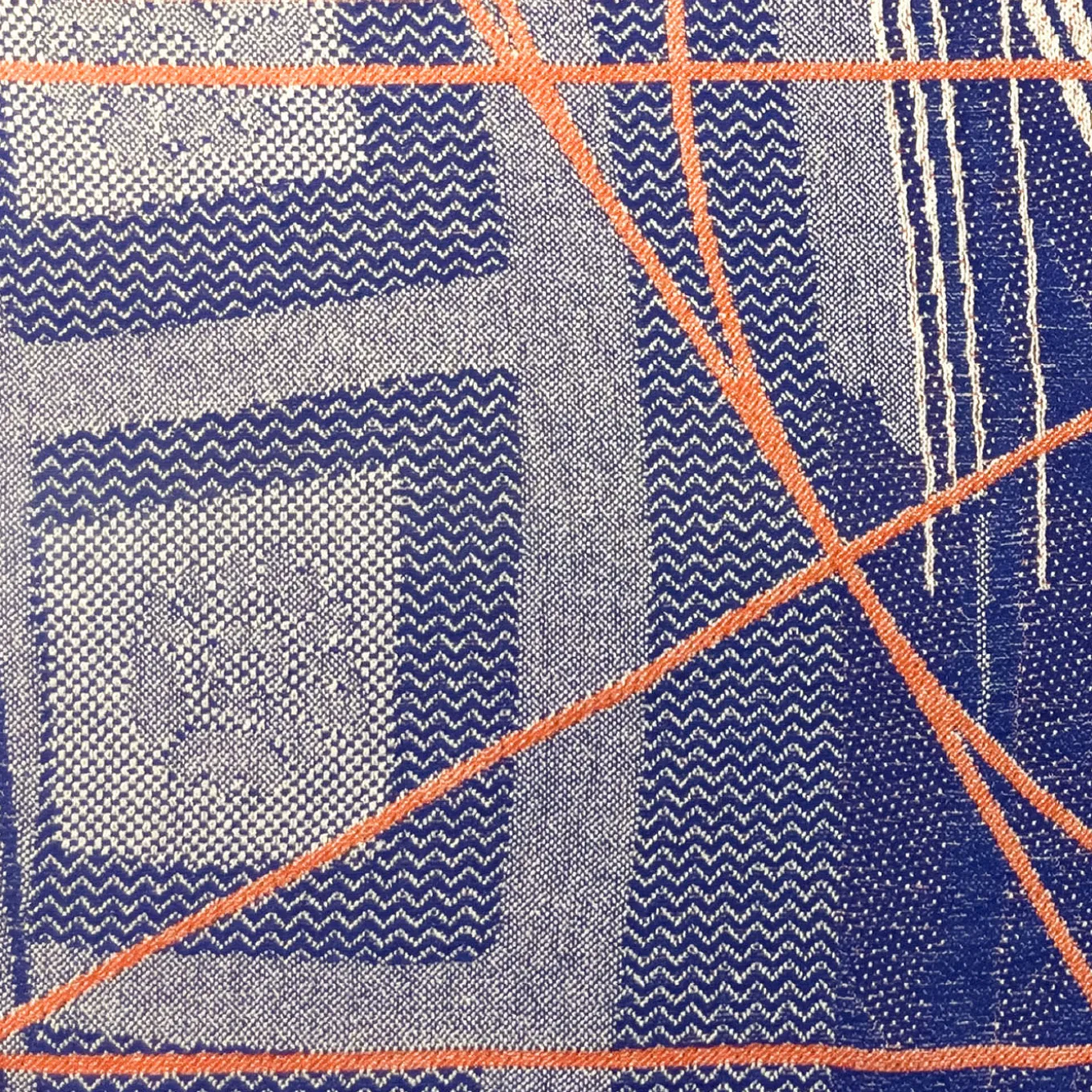 Runner double face Borromini in blu e rosso Rowan