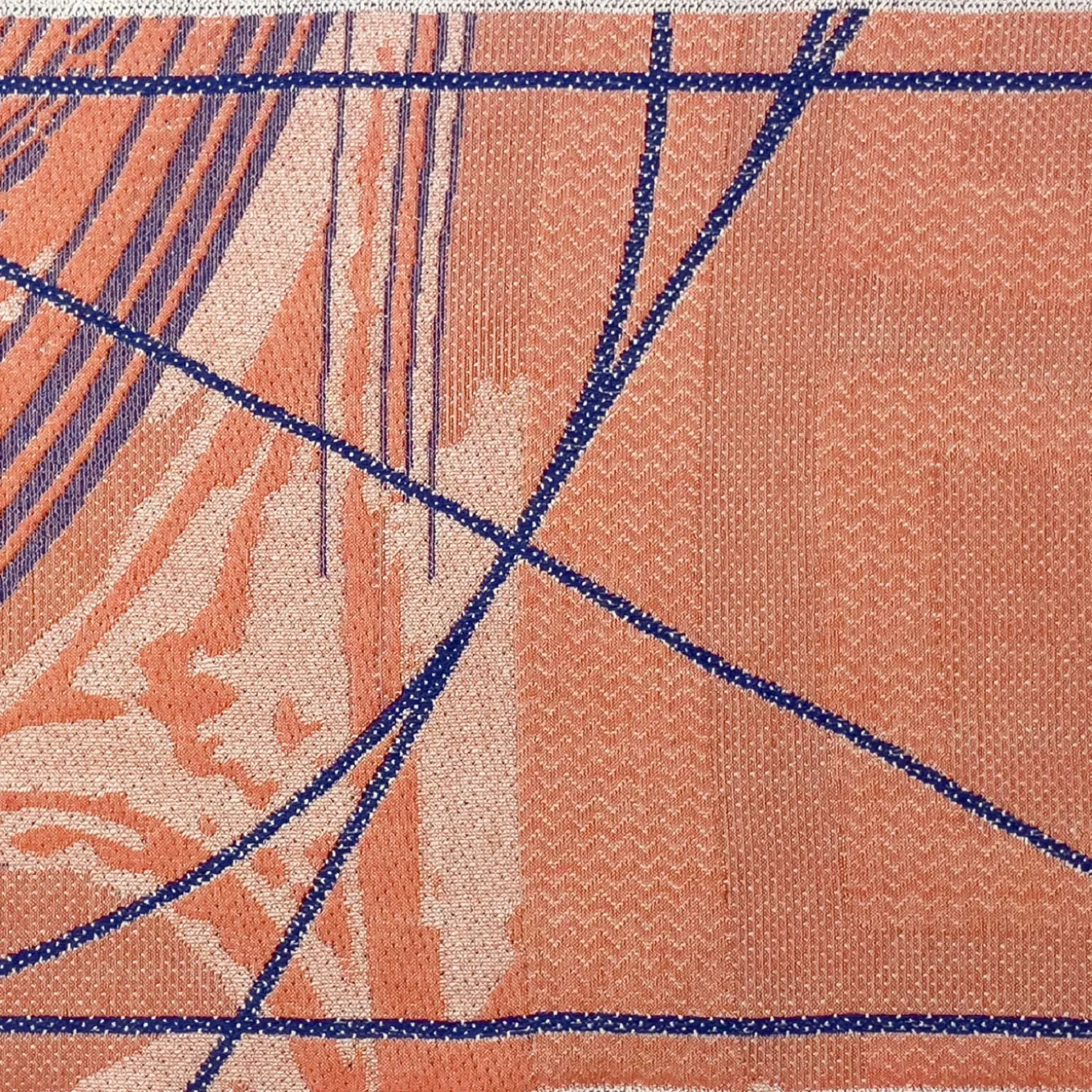 Runner double face Borromini in blu e rosso Rowan