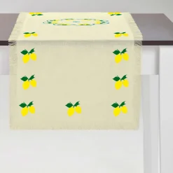 Runner giallo con frange multicolore Limoni