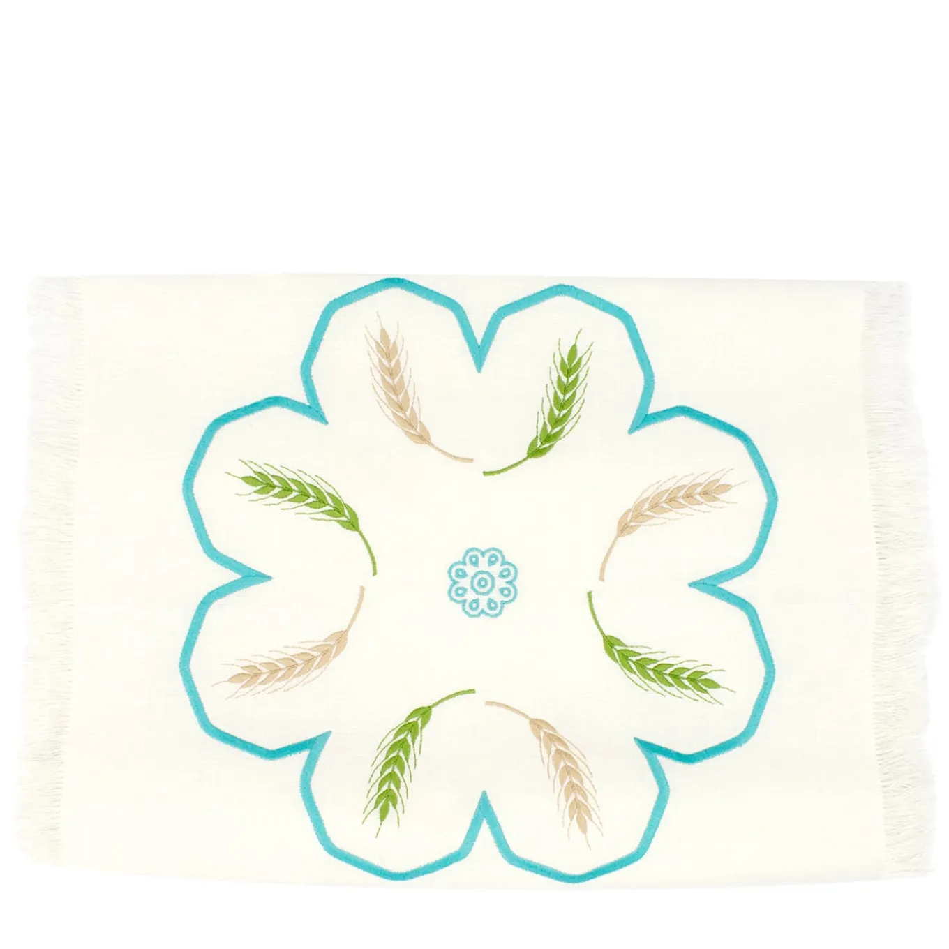 Runner Grano multicolore con frange in avorio