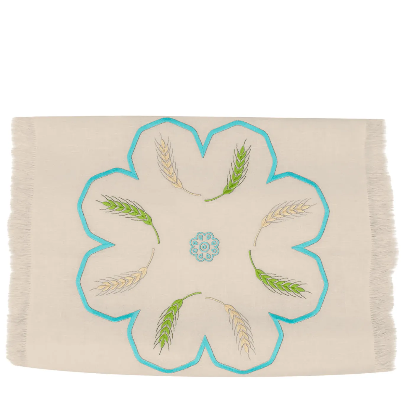 Runner Grano multicolore con frange color taupe