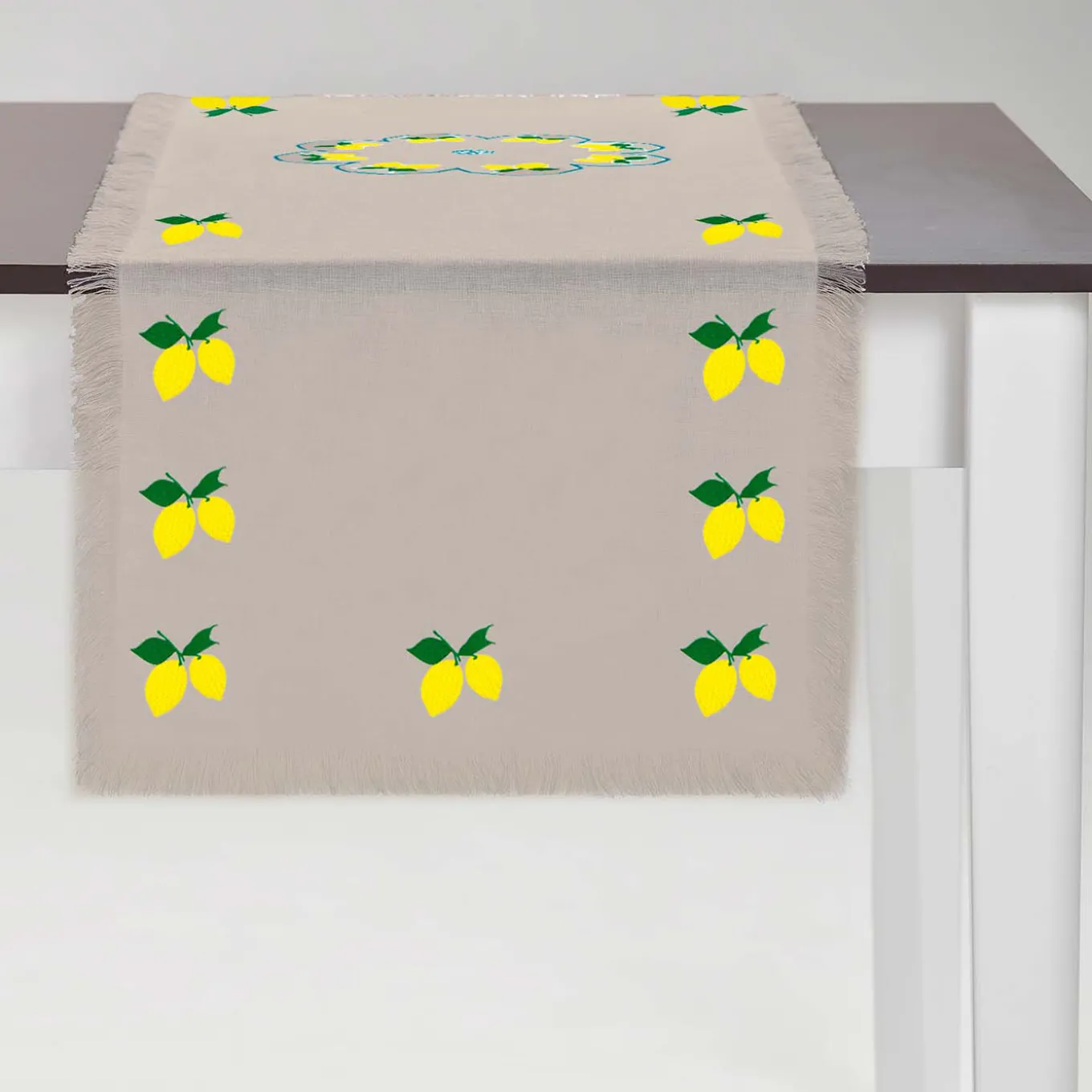 Runner Limoni multicolore con frange color taupe