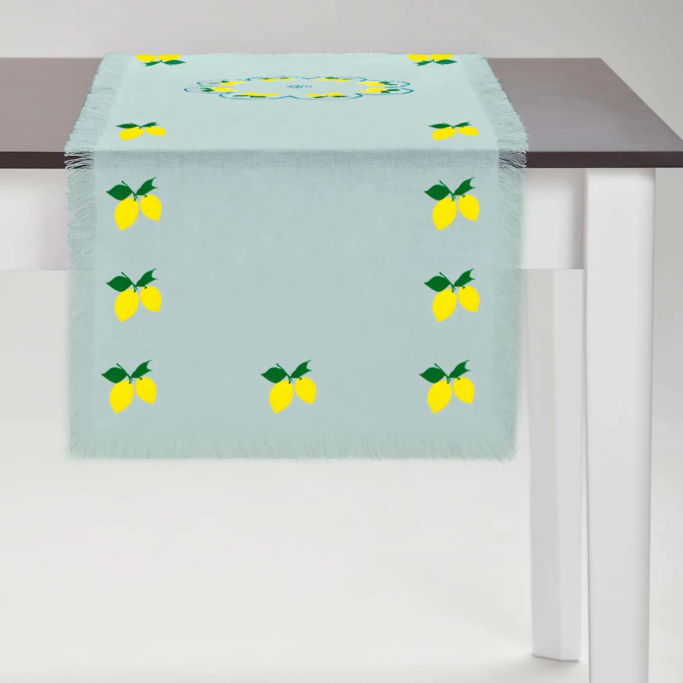 Runner Limoni multicolore con frange turchesi