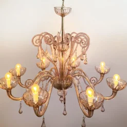 90s Lampadario a 8 bracci in vetro di Murano di Cesare Toso