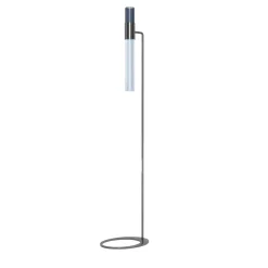 Sbàrlusc Lampada da Terra in Vetro Fumé e Ottone Gunmetal di Isacco Brioschi