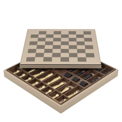 Scacchiera in pelle beige
