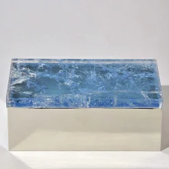 Scatola in ottone con quarzo azzurro