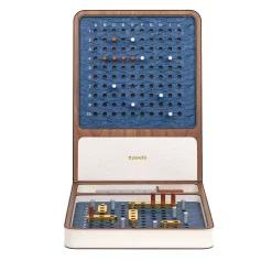 Scatola in pelle bianca con finitura in ottone Set di giochi di battaglia navale
