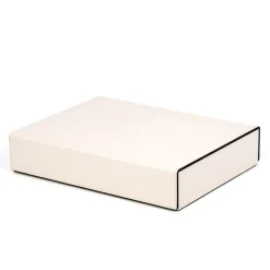 Scatola per occhiali in pelle beige con specchio