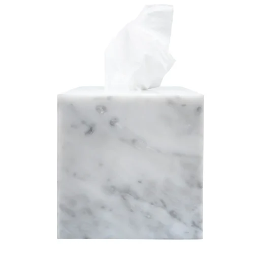 Scatola per tessuti in marmo bianco di Carrara