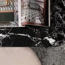 Scrivania Bavero Breccia Imperiale effetto marmo e rovere