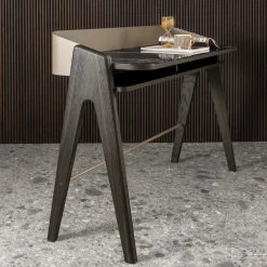 Scrivania Bavero Breccia Imperiale effetto marmo e rovere