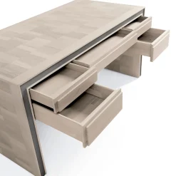 Scrivania con cassetti in legno di noce grigio Gentile