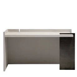 Scrivania geometrica in grigio chiaro e bronzo