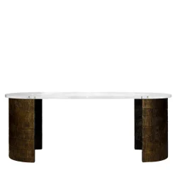 Scrivania in bronzo con piano in plexiglass