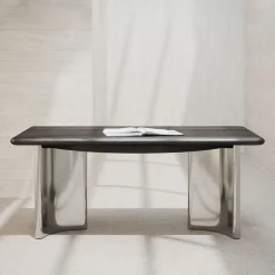 Scrivania Jean in rovere nero con base in acciaio