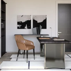 Scrivania Jean in rovere nero con base in acciaio