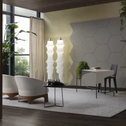 Scrivania Rectangolare Libra in Pelle Bianco Ghiaccio e Metallo