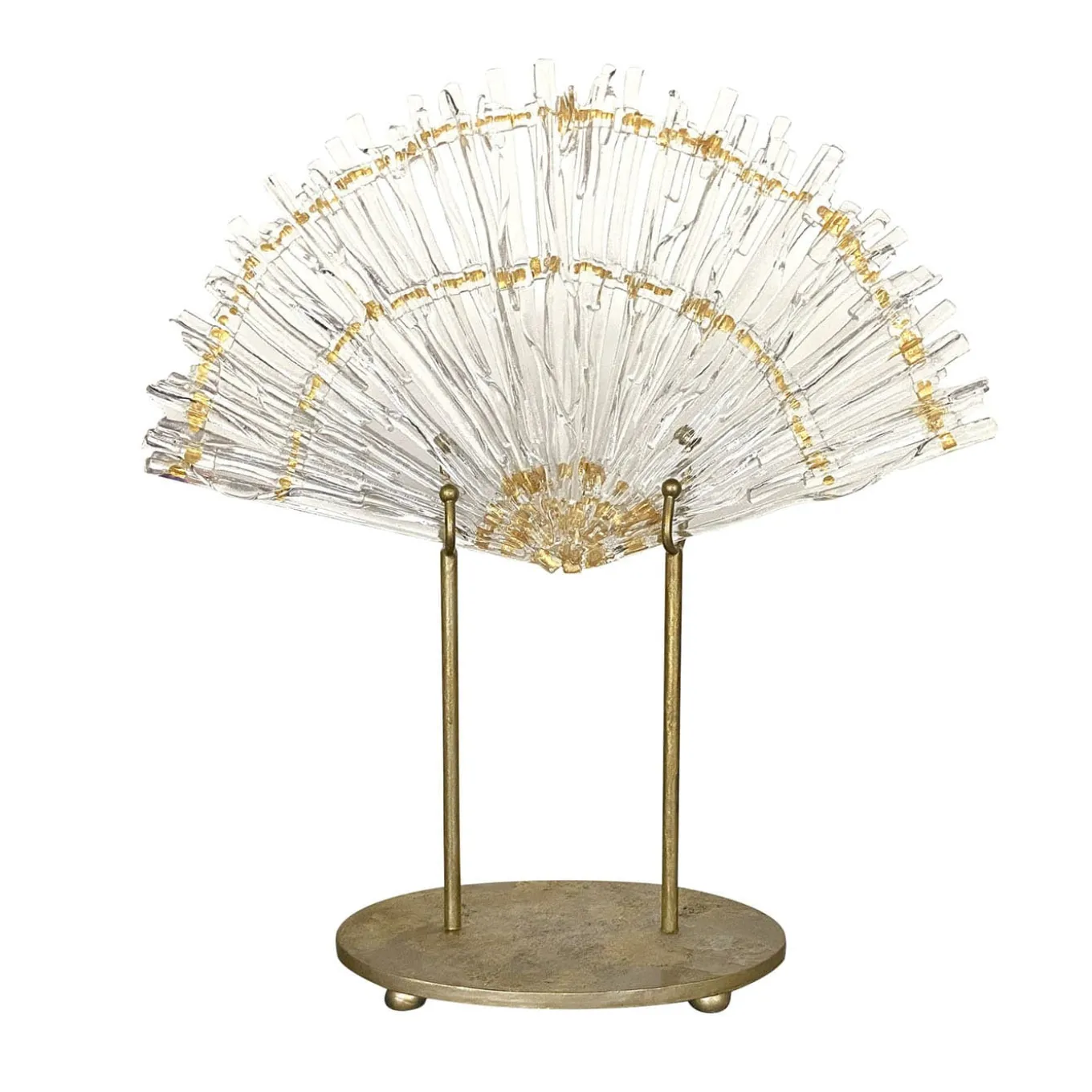 Scultura a ventaglio in oro e vetro trasparente Ventaglio di Luce