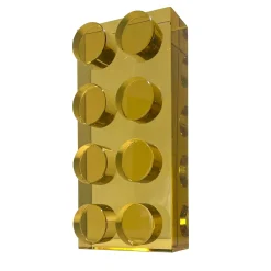 Scultura in cristallo giallo Brick realizzata a mano