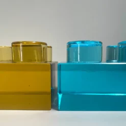 Scultura in cristallo giallo Brick realizzata a mano