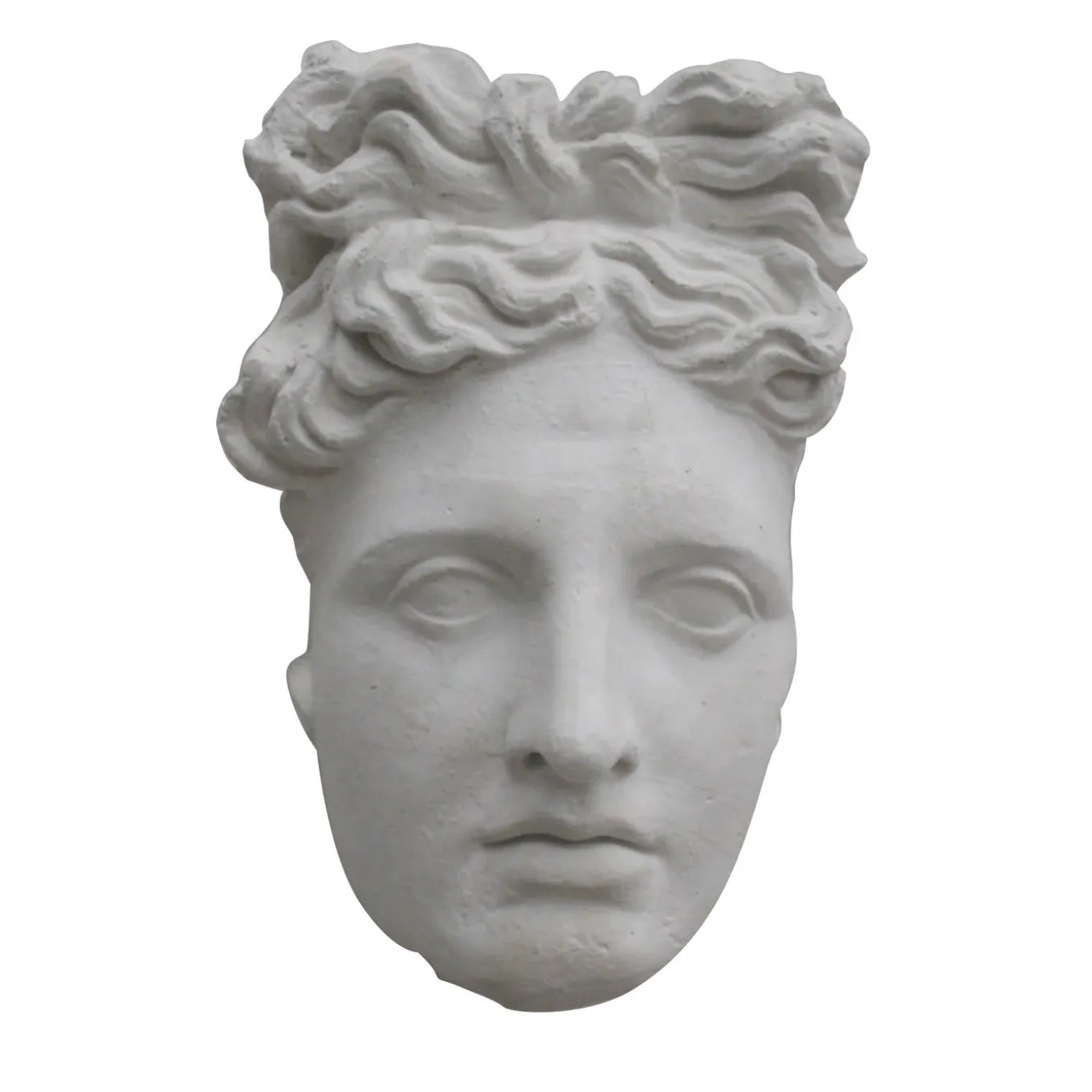 Scultura in gesso con maschera di Apollo