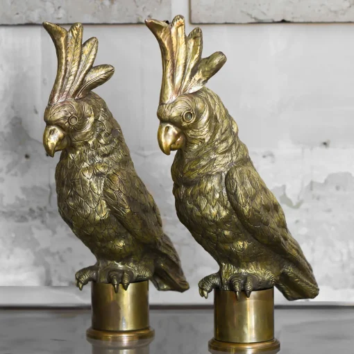 Scultura in Ottone a Forma di Pappagallo
