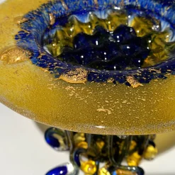 Scultura in Vetro Arancione Brillante e Blu