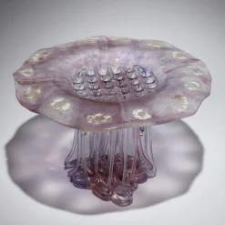 Scultura in Vetro Viola e Blu