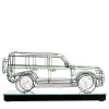 Scultura Land Rover in filo metallico