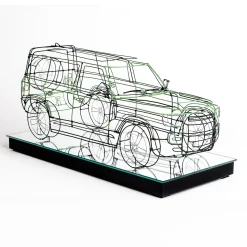 Scultura Land Rover in filo metallico