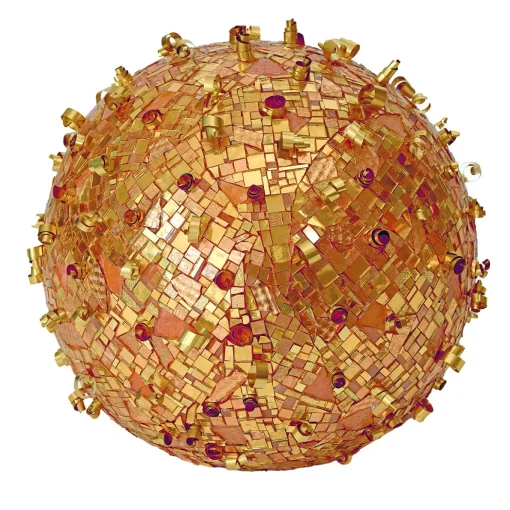 Scultura sferica in mosaico dorato Transizione