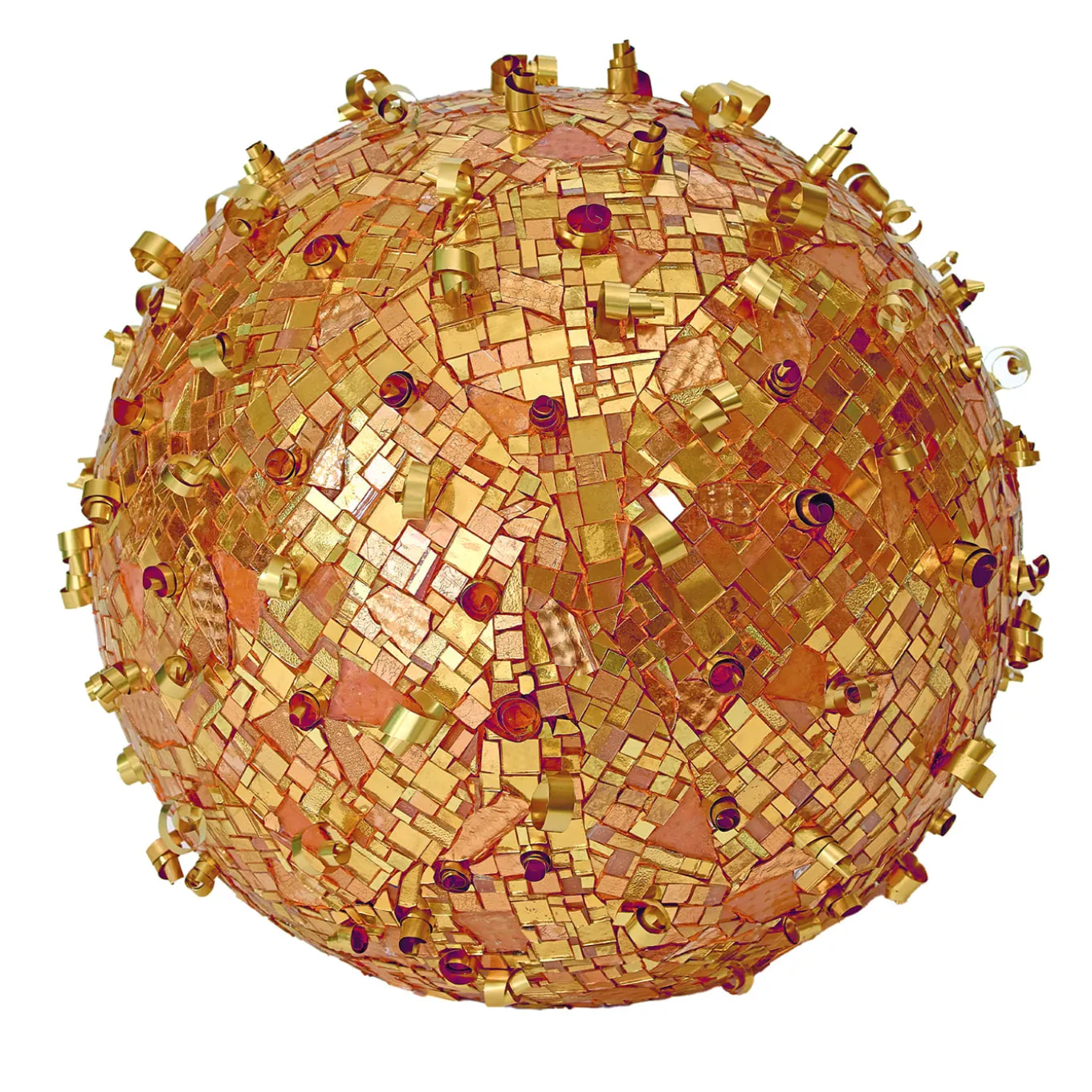 Scultura sferica in mosaico dorato Transizione