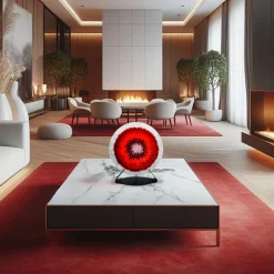 Scultura Target in vetro di Murano e marmo di Carrara