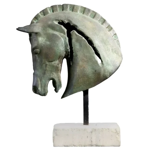 Scultura Testa di Cavallo Frammento in bronzo