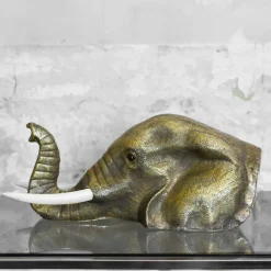 Scultura Testa di Elefante in Ottone