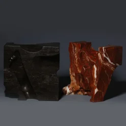 Scultura The Kiss in marmo rosso e nero