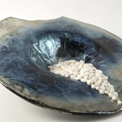 Scultura/piatto in ceramica policroma Incanto Notturno di Nino Basso