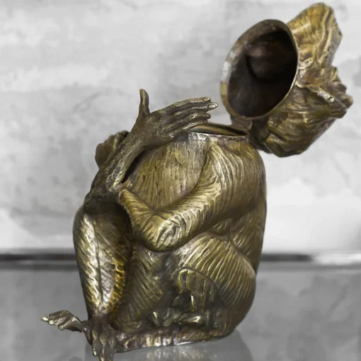 Secchiello del Ghiaccio in Ottone a Forma di Scimmia
