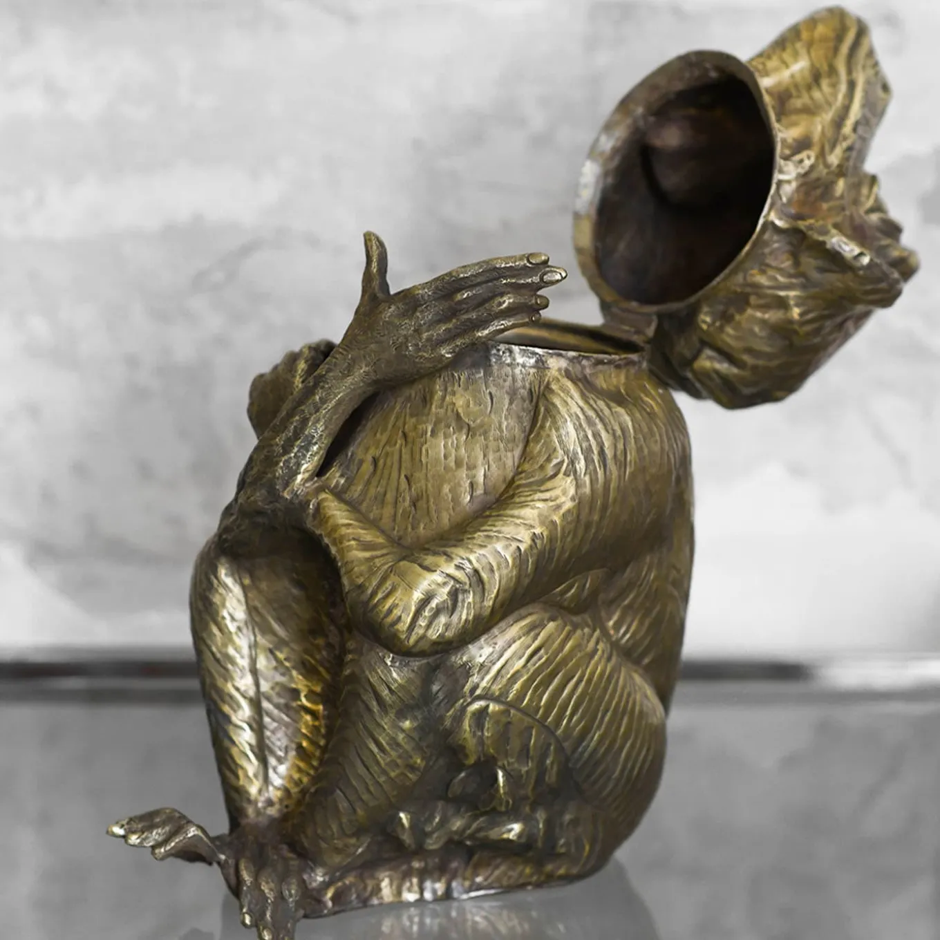 Secchiello del Ghiaccio in Ottone a Forma di Scimmia
