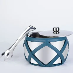 Secchiello per ghiaccio Escher Amalfi Blue con pinze per ghiaccio