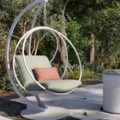 Sedia a dondolo Clara da esterno in acciaio bianco