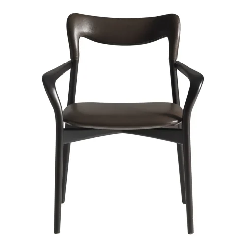 Sedia Achille in pelle scura