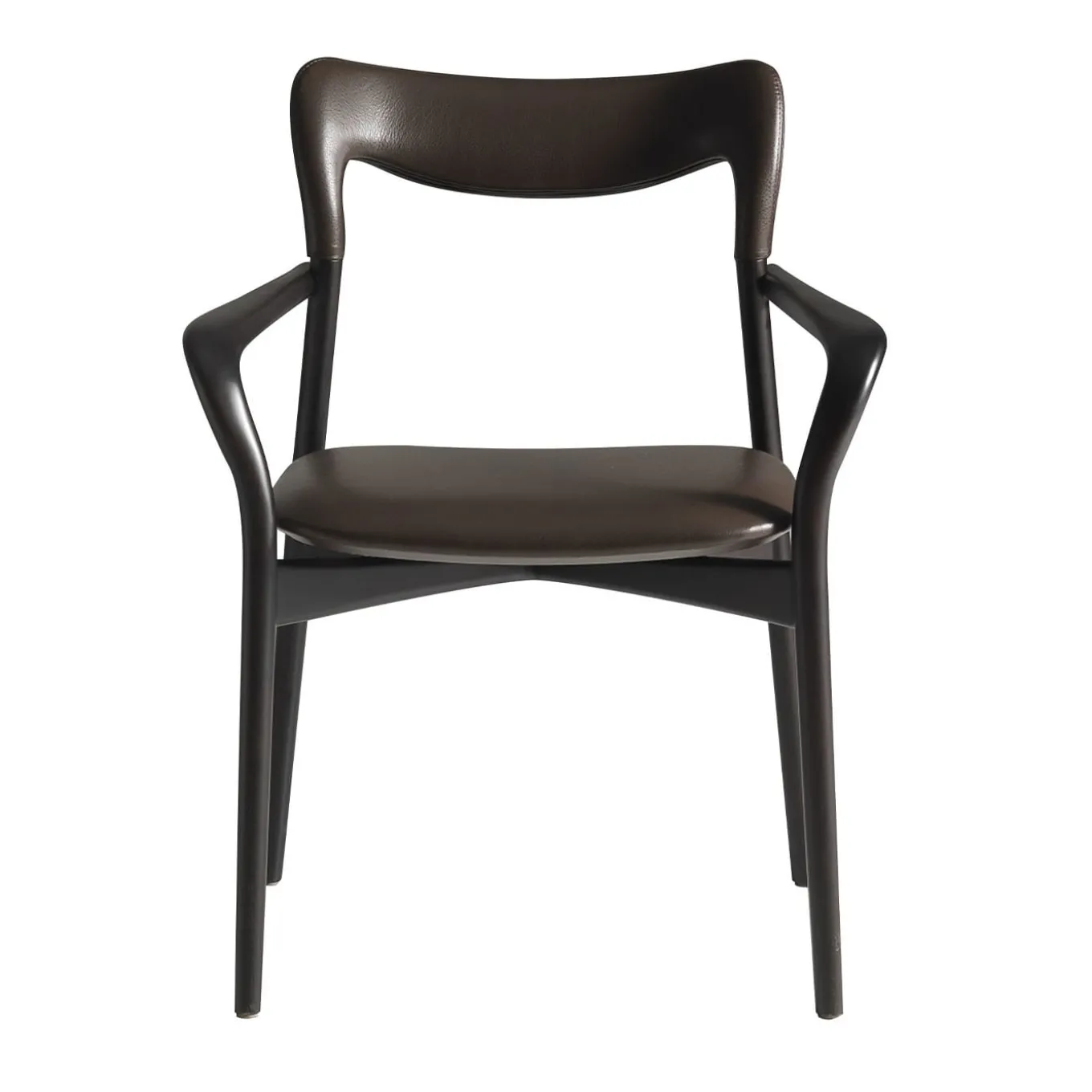 Sedia Achille in pelle scura